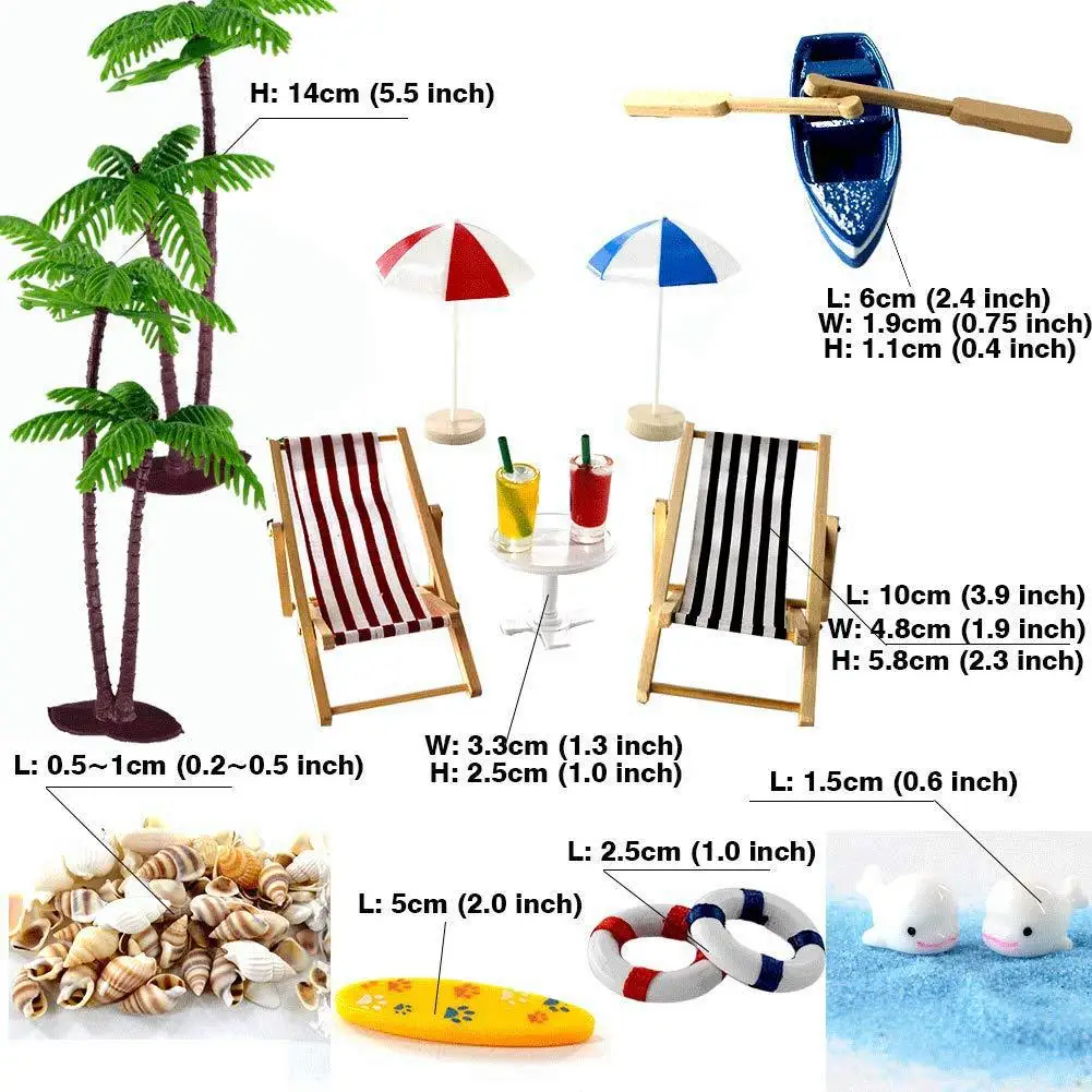 Baby House summer Mini accessories beach set 18 Piece Baby House summer shell beach sun umbrella