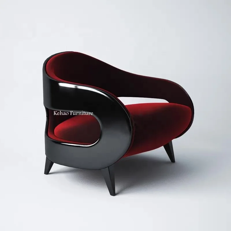 Living Room Furniture Solid Wood Leg Velvet Fabric Single Leisure Accent Club Luxury Modern orange Indoor Fancy Chair