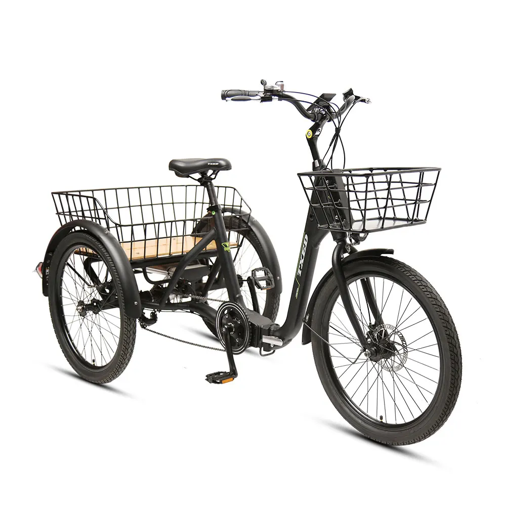 TXED 36V/10.4Ah battery 250W front motor three wheel with rear basket electric cargo bike