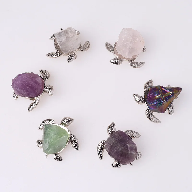 Natural Raw Crystal Stone Carvings Crafts Raw Stone Turtle Tortoise for Souvenir