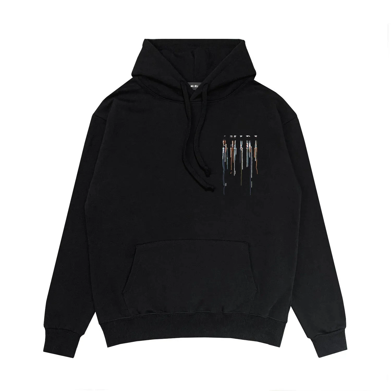 2024 Trendy style hooded black sweatshirt with splashed ink paint dripping effect and letter logo