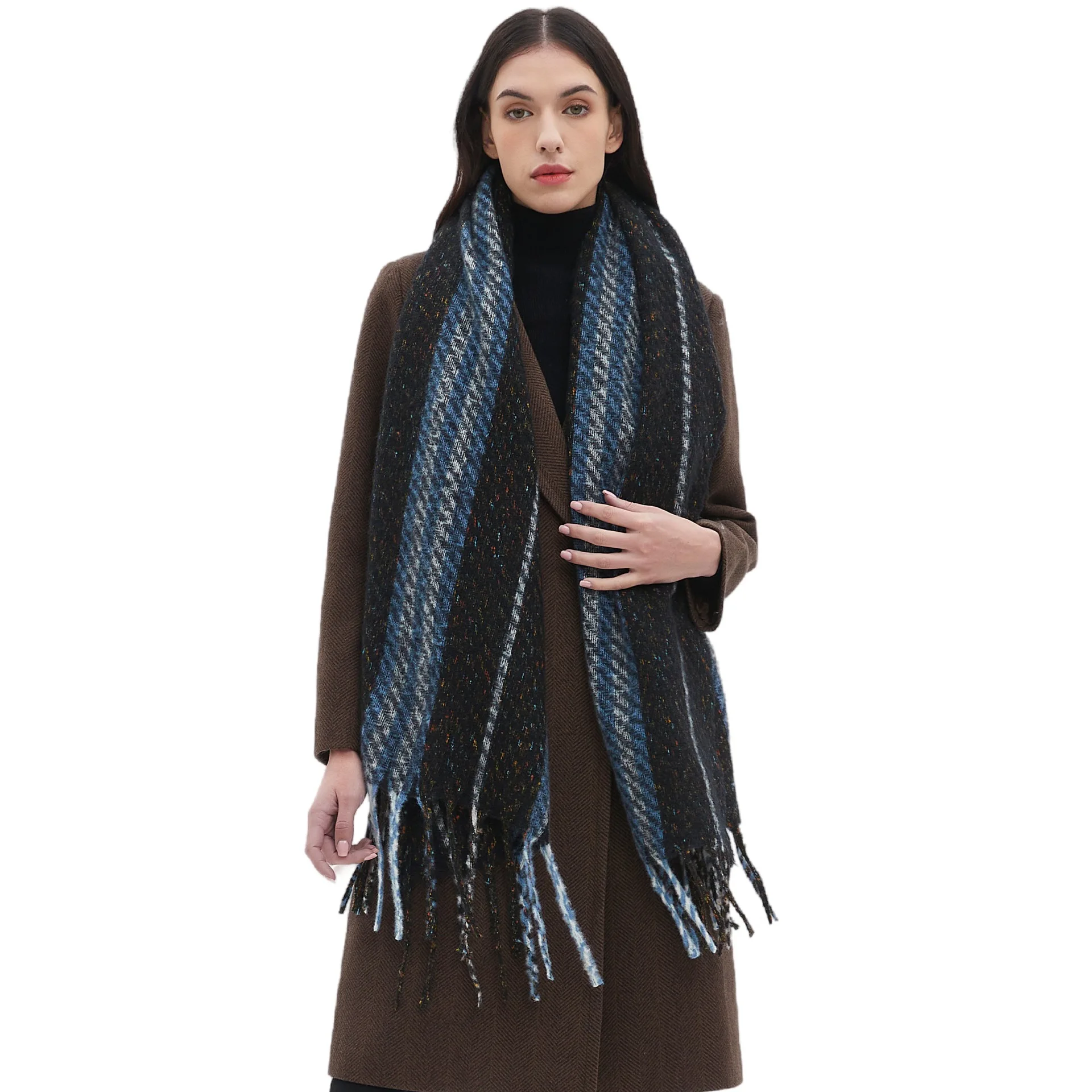 Fashion Solid Cashmere Warm Scarf New Design Pashmina Winter Double Side Different Color Shawl Wraps Bufanda with Tassel Blanket