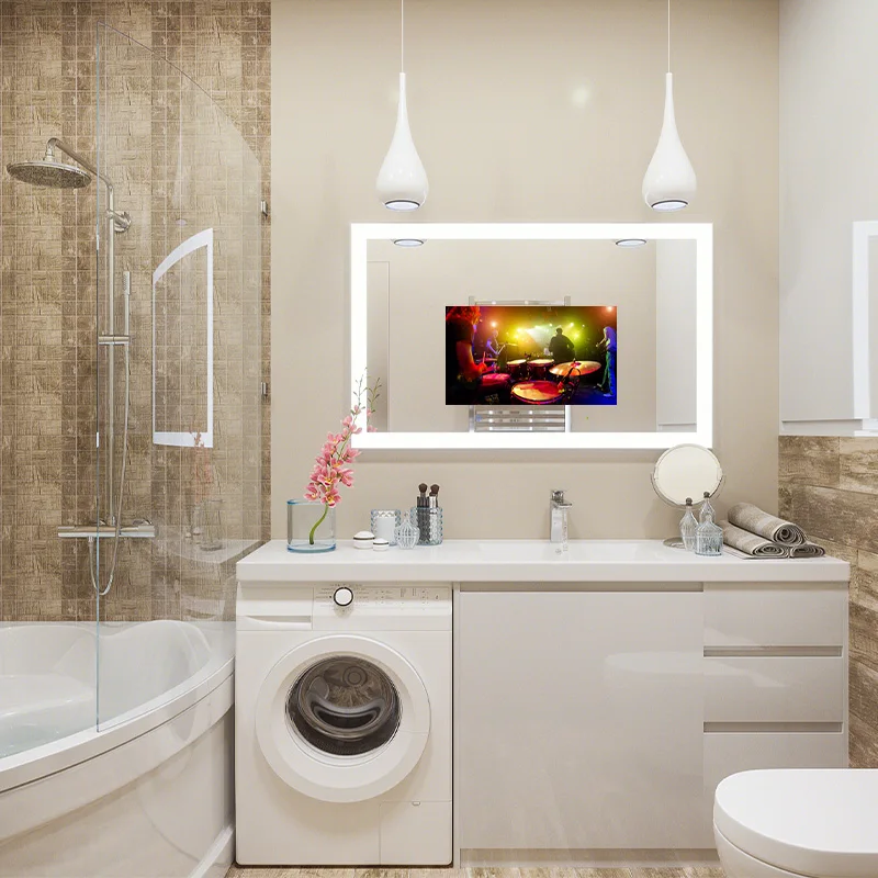 Manufacturer Wholesale Bathroom Mirror Led Lighted Anti-fog Vanity Smart Led Mirror TV with Android System