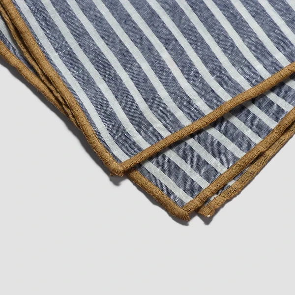 GOTS  Biodegradable  Ultra Soft 100% French Linen Stripe Table Cloth Napkin  Towel  for Home and  Kitchen Restaurant Table Cloth