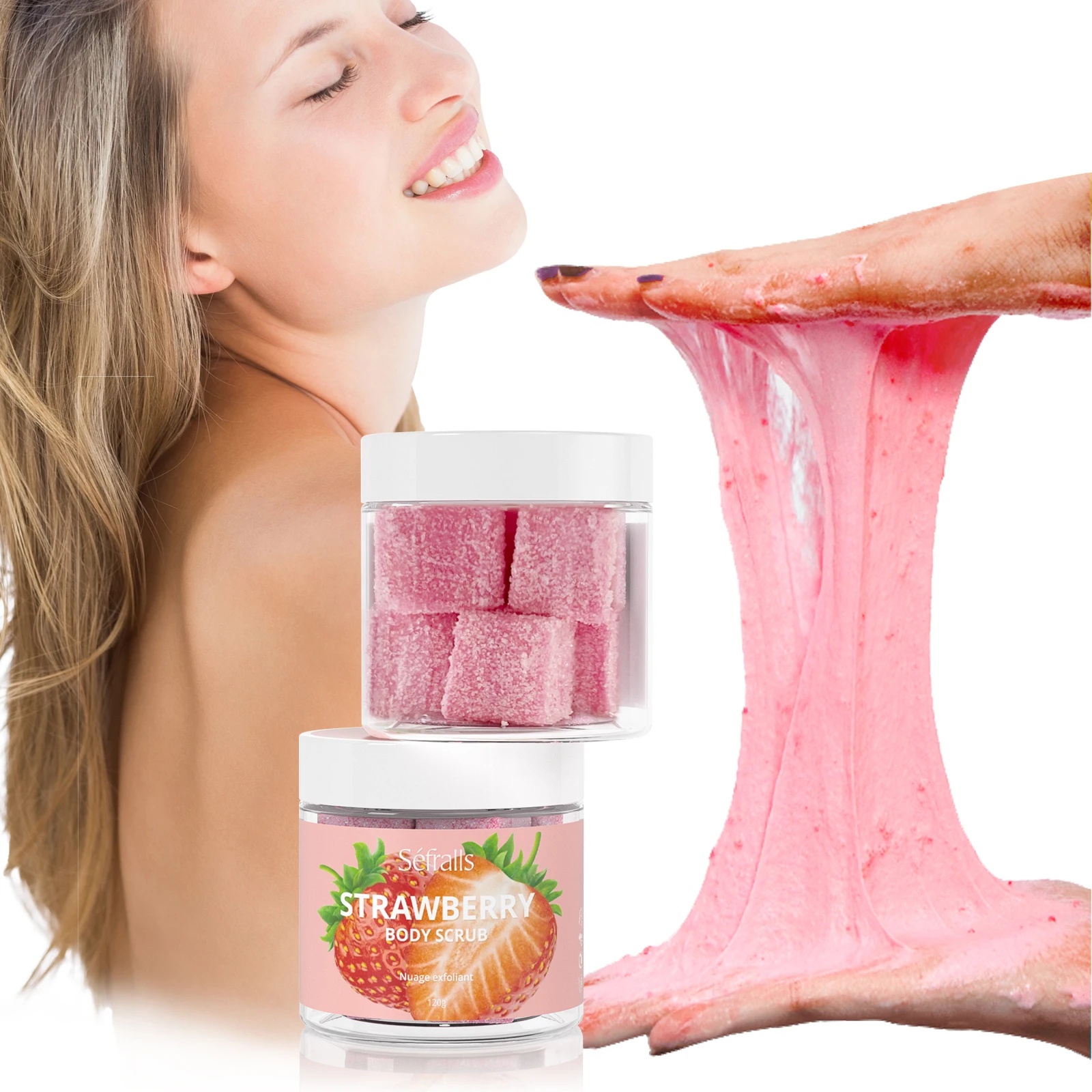 Sefralls Strawberry Body Scrub 150g Exfoliating & Hydrating Body Scrub Sugar Scrub Moisturize Smooth Cleansing Skin