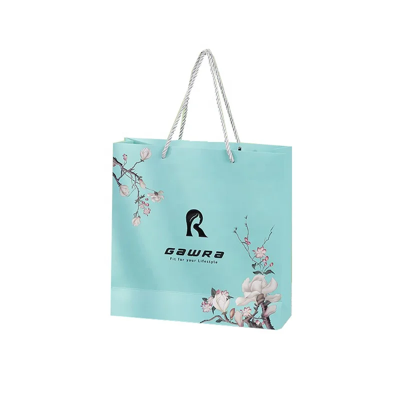China Factory Wholesale Price Custom clothing Drawstring Luxury Shopping Bag Paper Bags With Your Own Logo Handle
