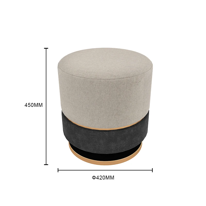 Simple Design Velvet Round Dressing Chair With Wooden Base For Dressing Room Ottoman Stool Round Dressing Chair Footstool