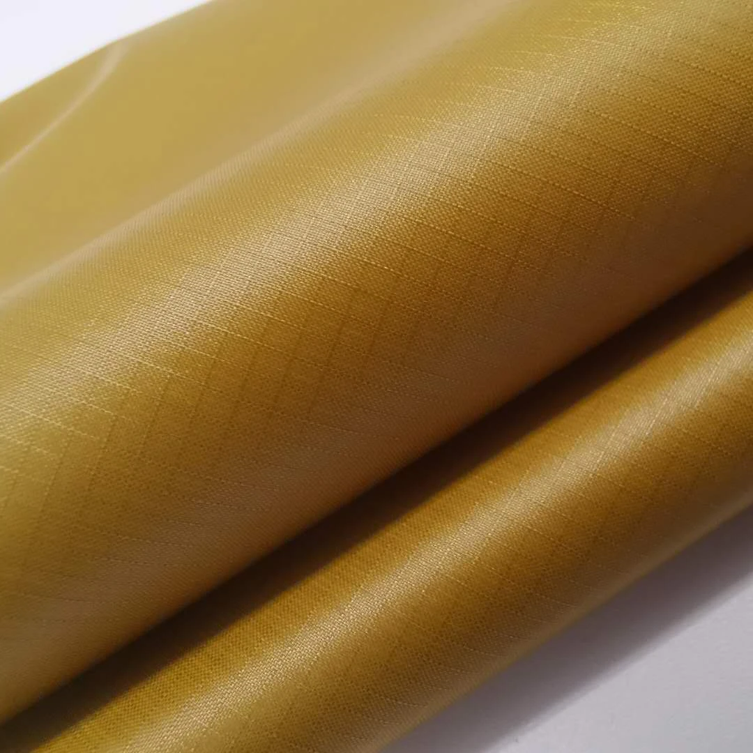 100% nylon waterproof 30D ripstop fabric press polished coated PU for outdoor jacket down coat hammock