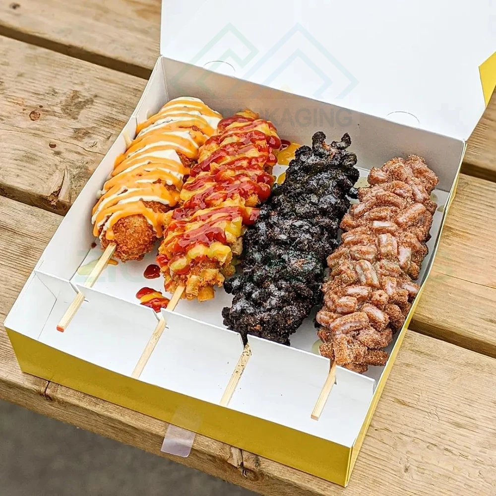 Brown Kraft Sustainable Disposable Food Container  Hot Dog Packaging Paper Box Cheese Hot Dog Fryer Holder