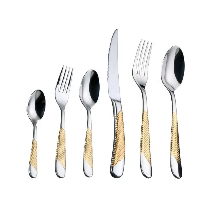 factory directly wholesale 24k gold plated 24pcs 72pcs 84pcs 86pcs stainless steel cutlery flatware spoon fork knife