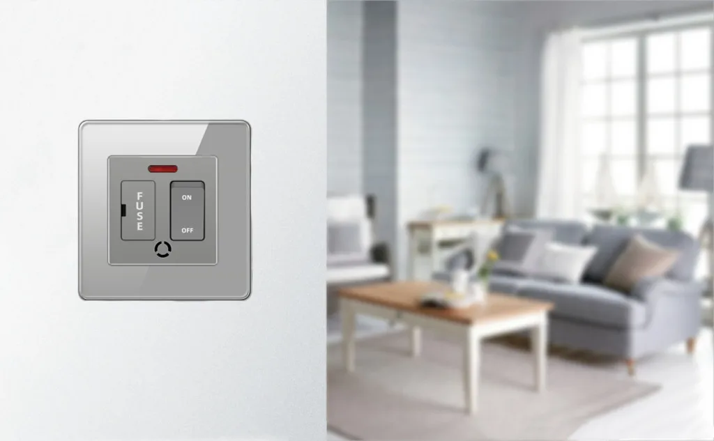 Ksmt UK 86 Standard wall fused switch Tempered Glass panel 13a wall switch wall switch with fuse