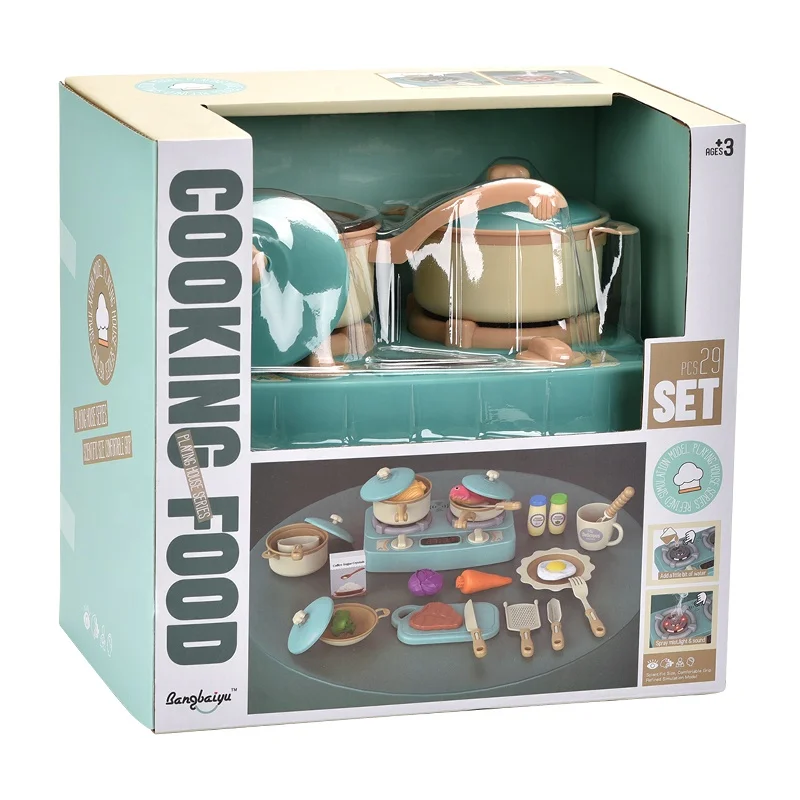Gas stove kitchen utensils with spray lighting fancy tableware spraying mist kitchen toy girls toys 8 years old
