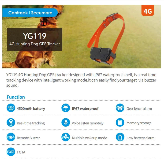 Трекер с использованием устройства слежения за животным скотом gps 4g охотничья собака