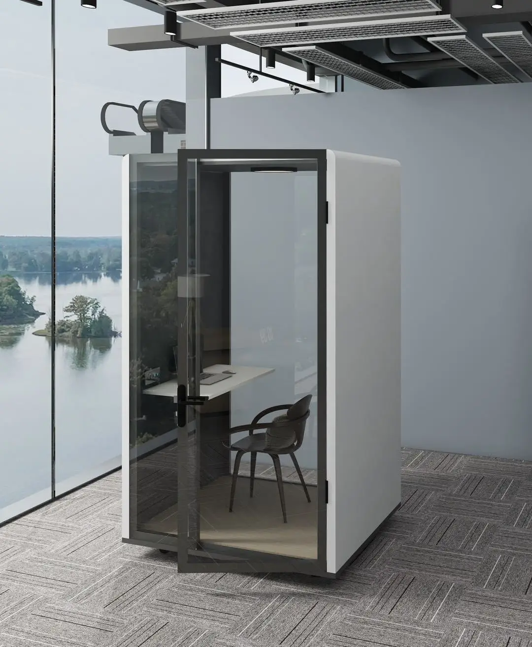 Custom Made Sound Proof Office Call Box Personal Space Free Standing Single Person Phone Booth For Sale