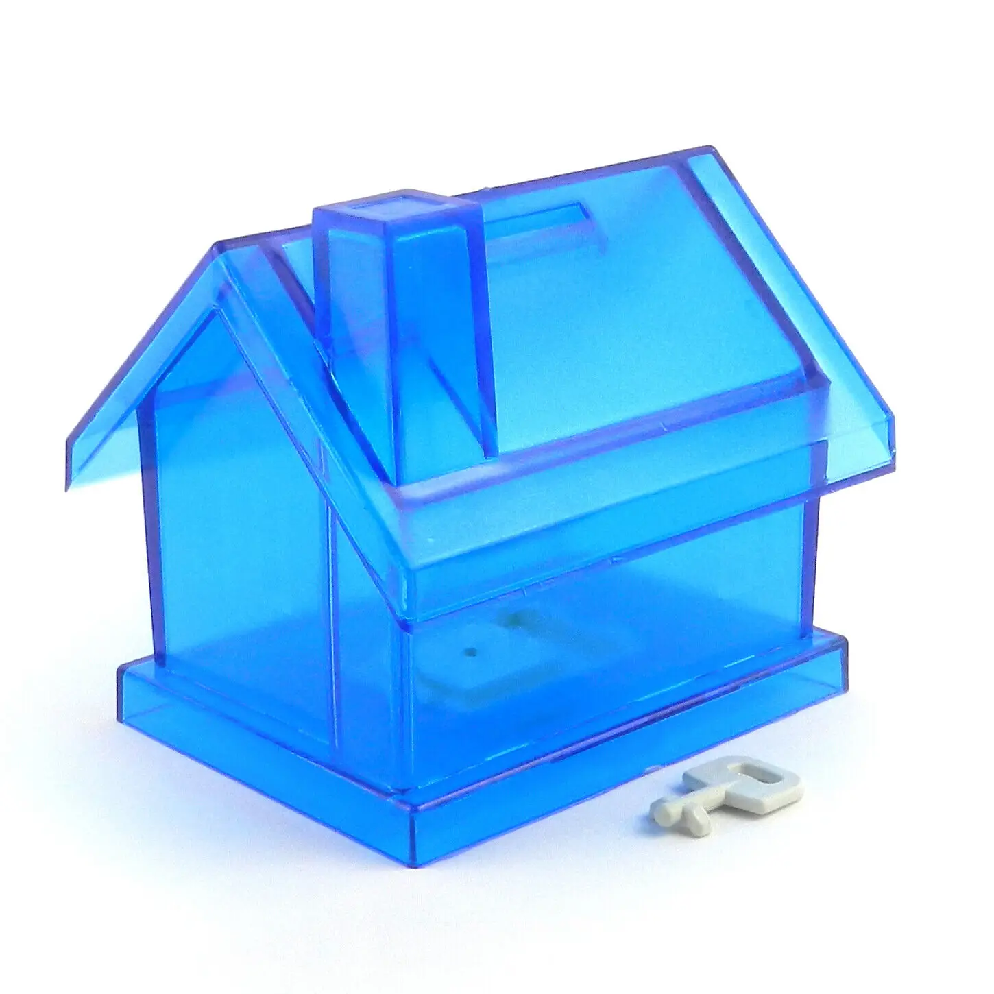 Transparent Plastic Blue House Piggy Bank PS  Plastic Coin Bank For Children
