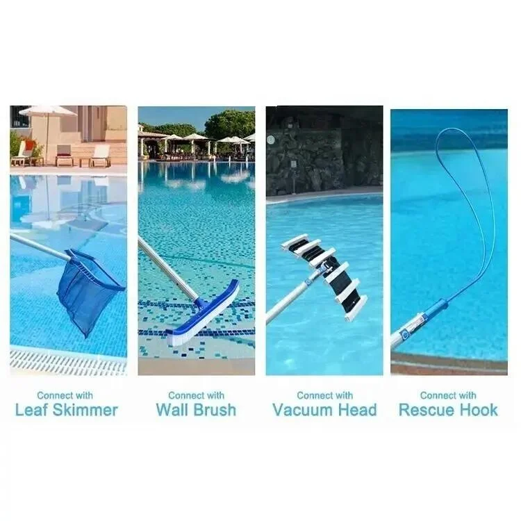 Blue color aluminium Pool telescopic pole  for swimming pool cleaning equipment