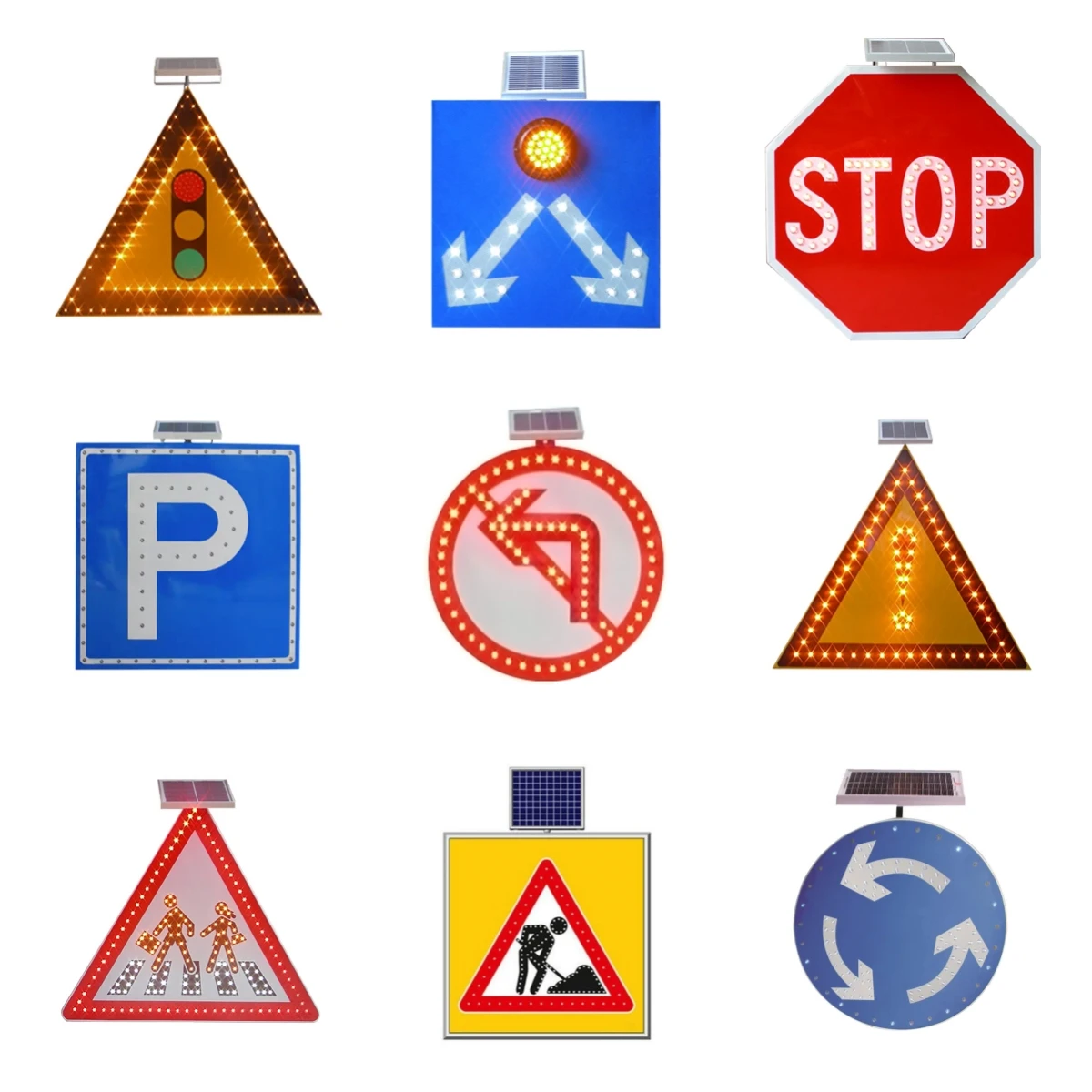 customized available solar power traffic sign flash led traffic warning sign light