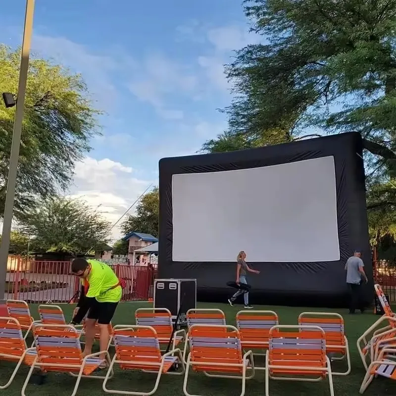 Outdoor inflatable cinema screen projector advertising inflatable movie rear projection tv screen for sale