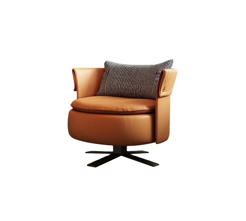 Modern unique design high-quality microfiber leather high-density sponge wrought iron frame rotatable leisure chair