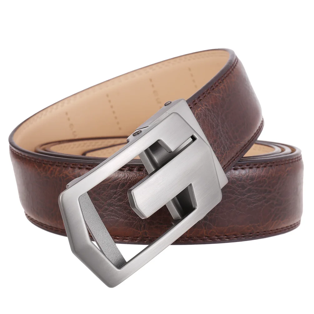 Factory OEM Custom Quality Genuine Luxury Leather Belt for Men Belt Male Strap Male Metal Automatic Buckle