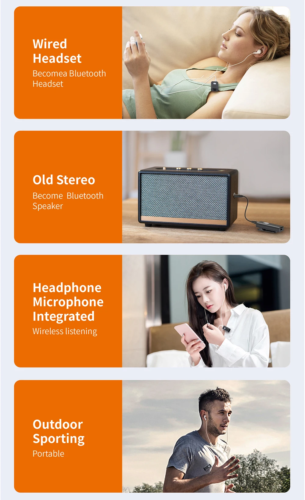 Bluetooth-приемник 5,0 беспроводной аудиоадаптер с задней застежкой поддержка микрофона динамика 3,5 мм AUX MP3 адаптер A7
