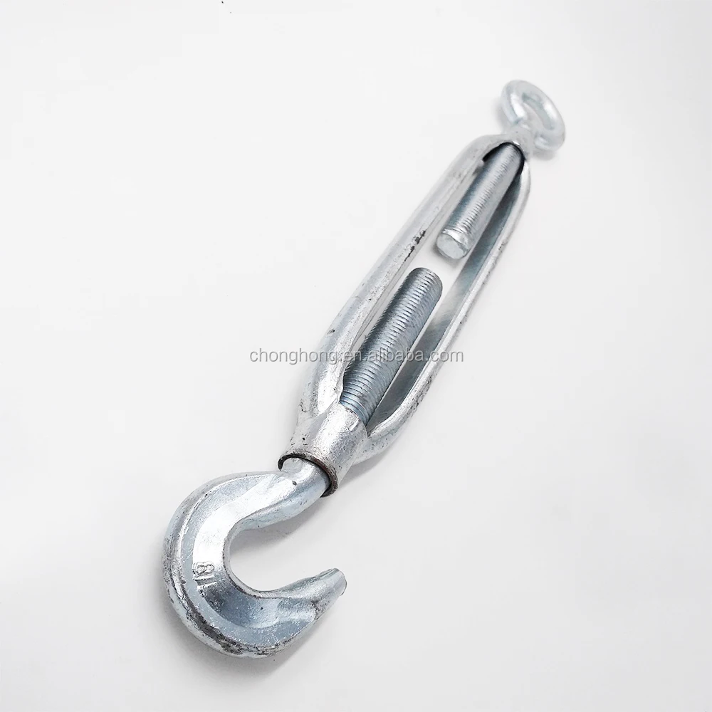 M12 JIS Turnbuckle Galvanized Open Body Turnbuckle Hook and Eye Commercial Wire Rope Turnbuckle