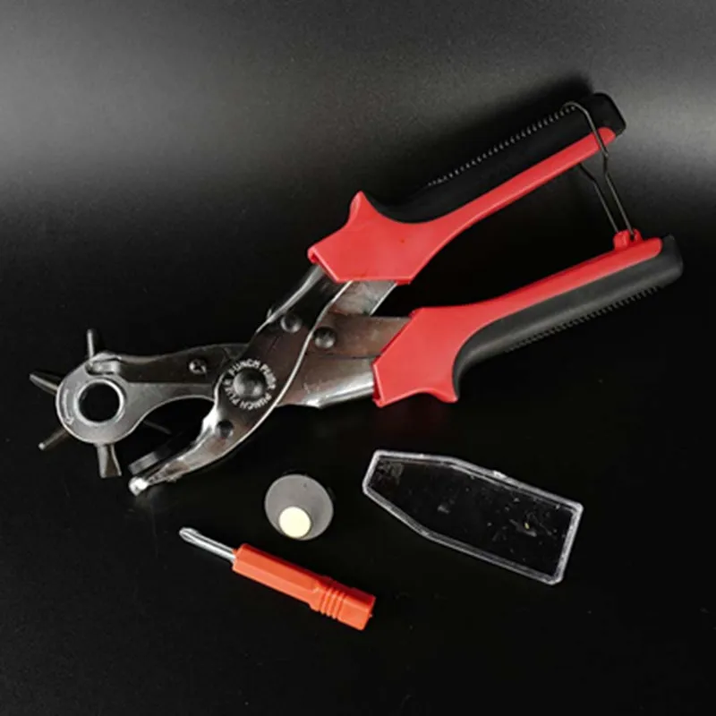 
2020 NEW Leather Belt Hole Punch Plier non-slip handle with 6 Different Punch Heads Leather Crafting Tools 