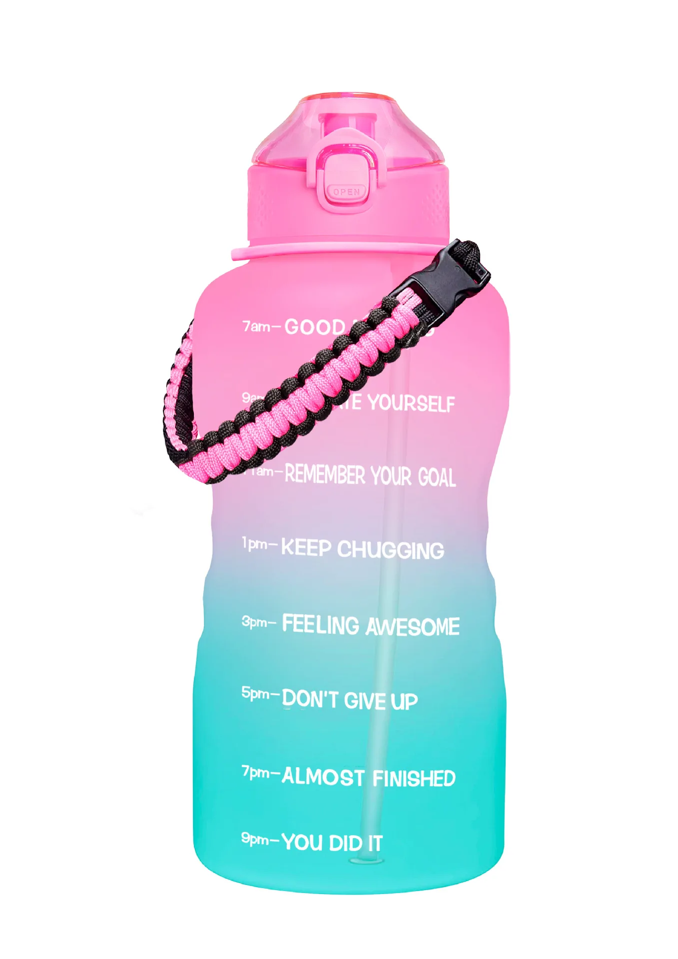 Gym and Outdoor Sports BPA Free Large Reusable Leakproof 3.8L Water Jug Sipper Water Bottle with Time Marker and Straw