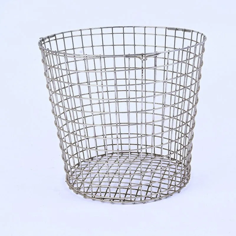 Metal Mesh Round Recyclable Trash Bin Office Paper Waste Basket Bin