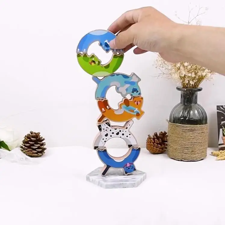 New style one-piece OEM/ODM blokken Holiday Gift Puppy Hercules Board Game Balance Building Blocks Adult Unzip Wooden Toys