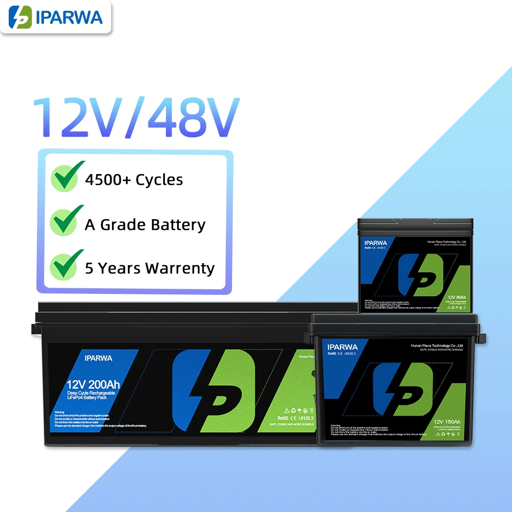 IPARWA Customization 36v Lithium Battery 72v 200ah Lifepo4 Battery Pack 48v 12v Lithium Iron Phosphate Battery Packs