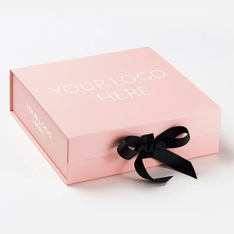 Digital Printing Cardboard Packaging Folding Box Ribbon Closures Wholesale Gift Paper Box
