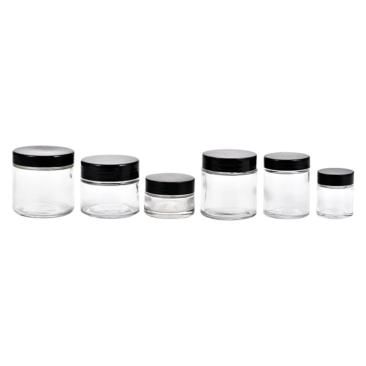 1oz 2oz 4oz 5oz 30ml 60ml 80ml 120ml Empty Cream Container Set Clear Cosmetic Packaging Jar Eye Face Cream Glass Jar with Lid