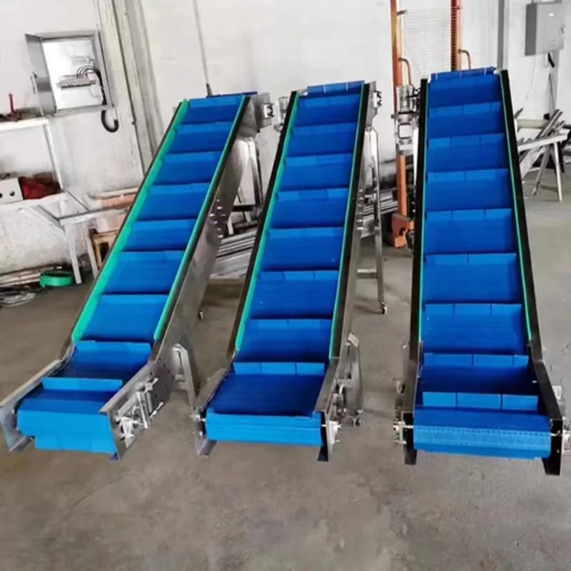 Food Grade 304 Stainless Steel Inclined Lifting Belt Conveyor for Fruits and Vegetables