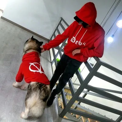 Full size Pet big V Hoodie Cat Match Owner and Dog Parent-child large Dog Pet Clothes