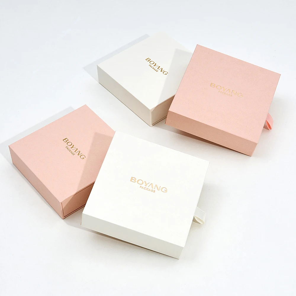 Hot Sale Pink Jewelry Box Earrings Necklace Bracelet Display Gift Box Drawer Paper Jewelry Packaging Box