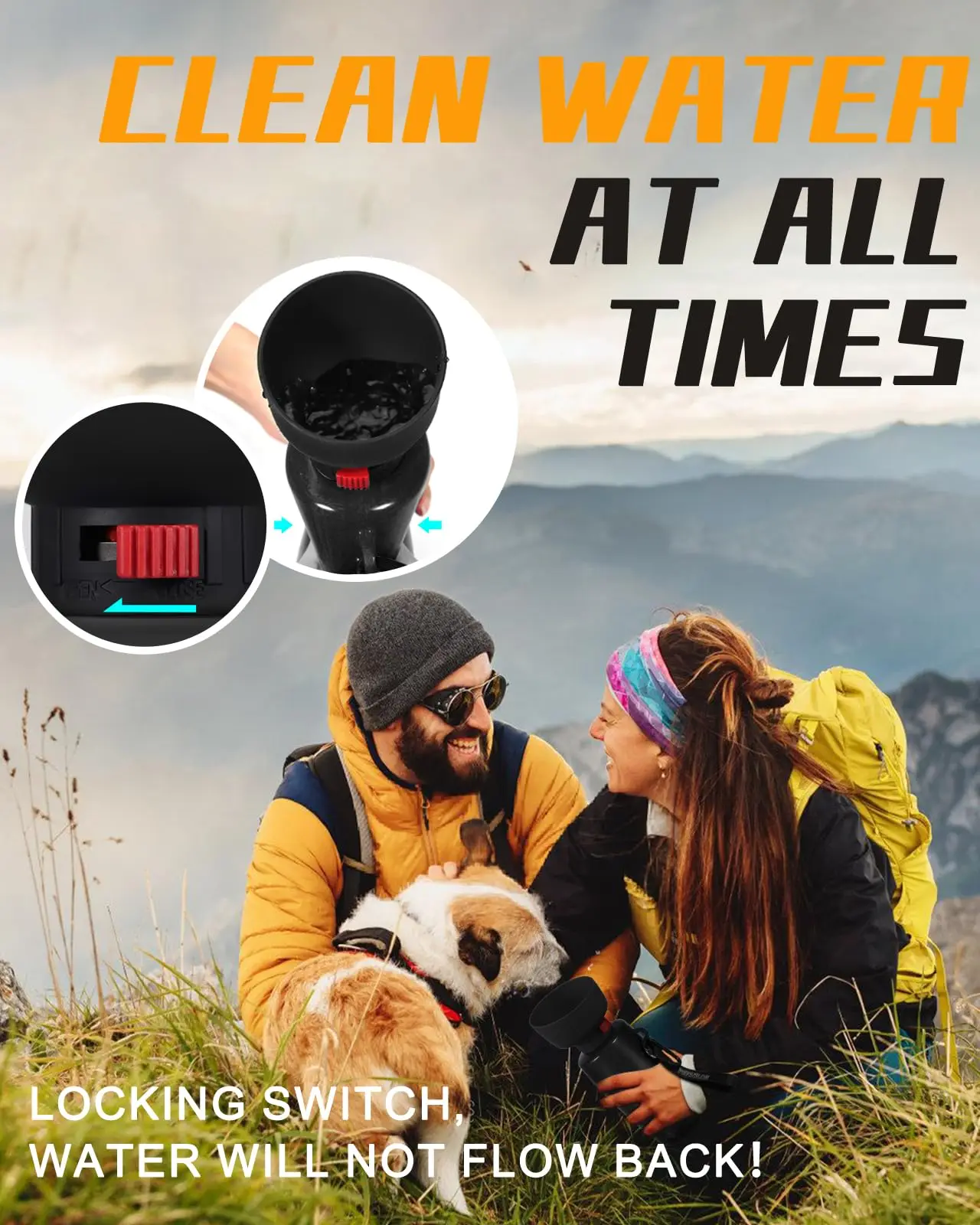 Dog Water Bottle 28 oz Leak Proof Portable Pet Water Bottles for Dogs Multifunction Design with Bowl Cap Food Grade Silicone