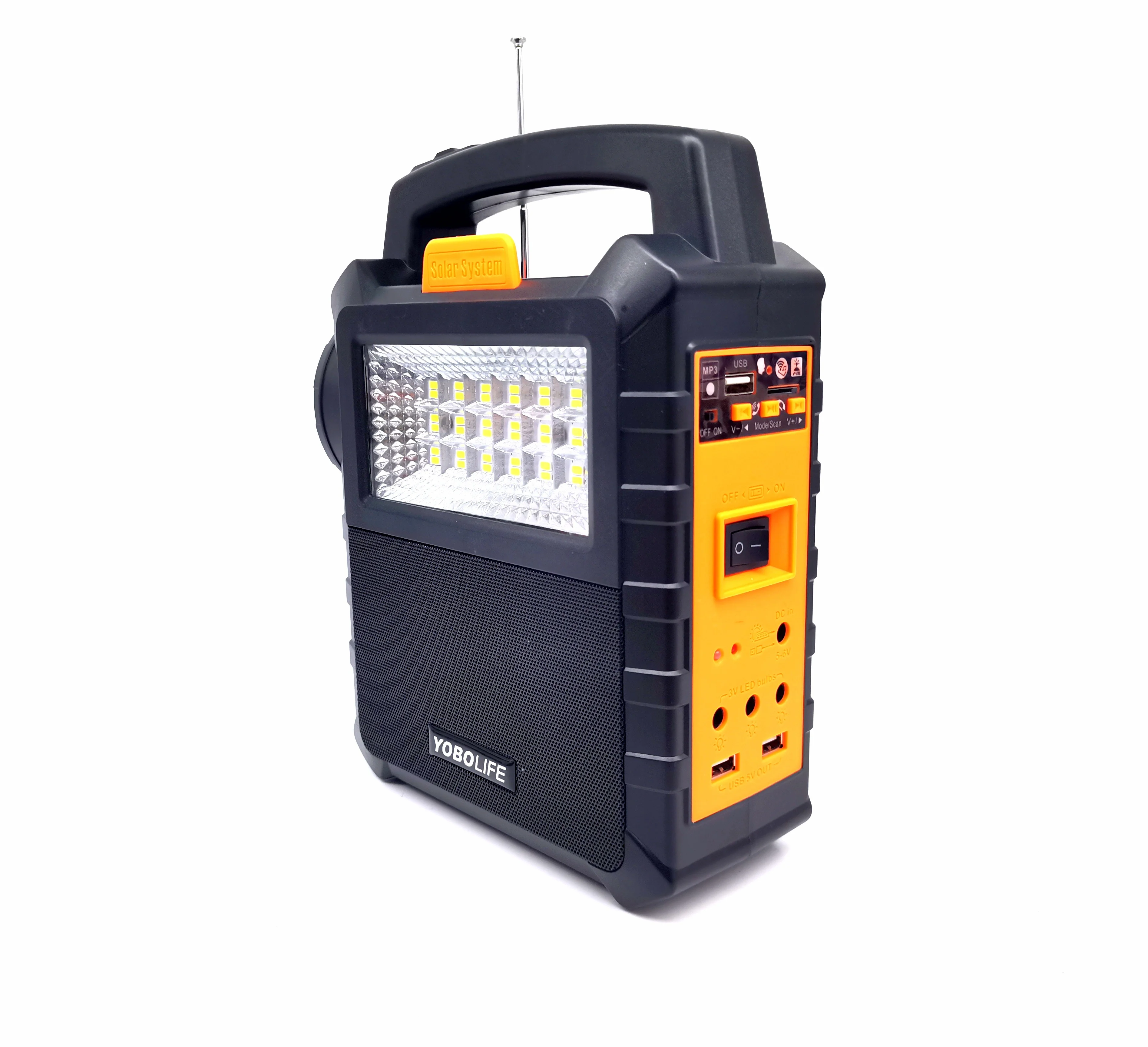 Solar Energy System kits with FM&Music Playback Output Charger 3 Bulb Solar Camping Lights Solar Home Lighting System for Africa