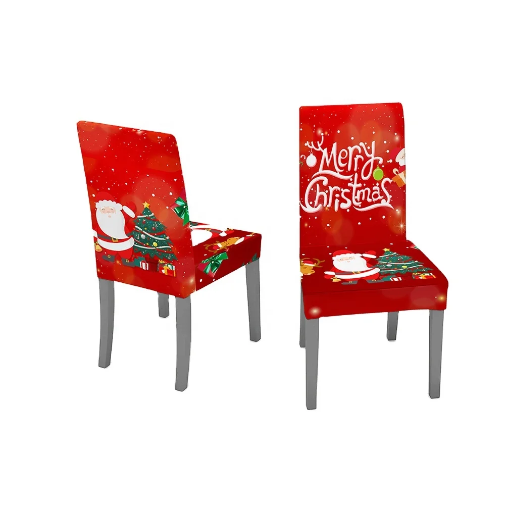 Christmas Decoration Digital Printing Universal All-Inclusive Elastic Chair Cover Household Dining Table And Chair Cover In Stoc