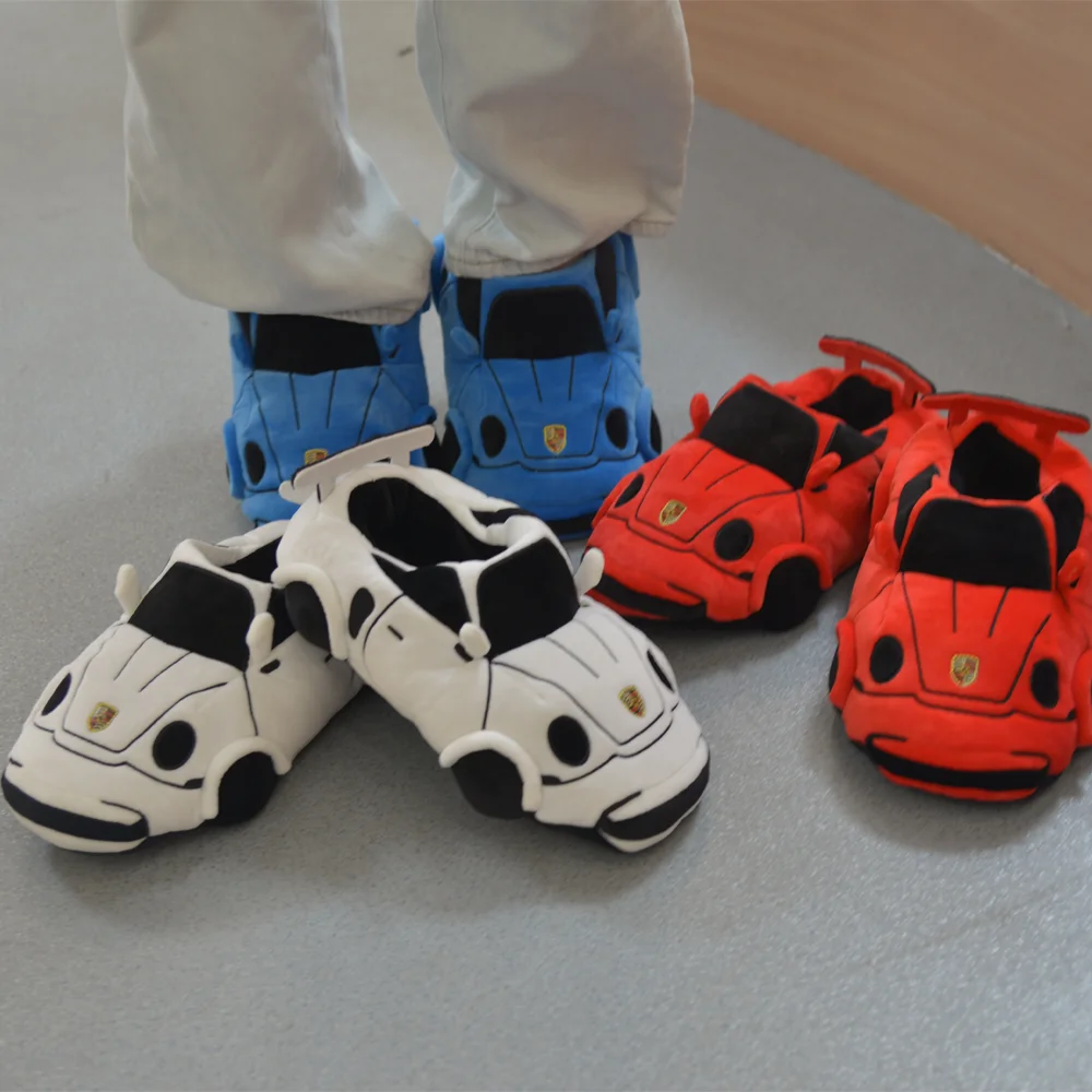 Car Racing Slipper BM W Mazda MX5 Miata Plushies Slipper Shoes Sports Anti-slip Sole Winter Unisex Slide Shoes