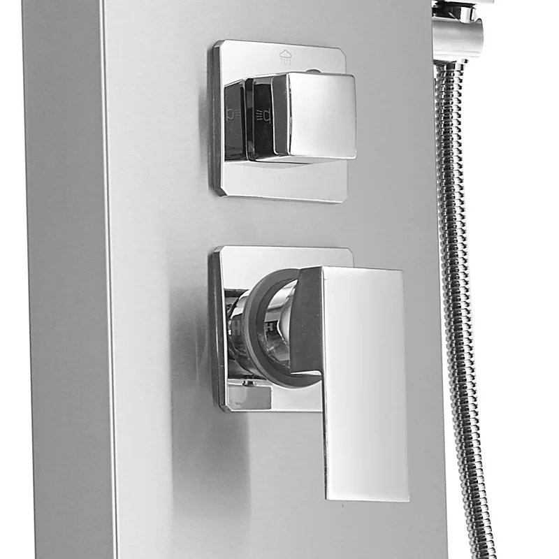 Rainfall Shower Panel Tower Stainless Steel Multi-Function System with Body Massage Jets Resort