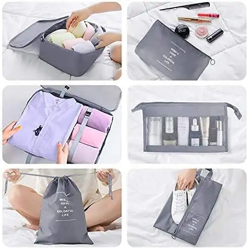 Custom Logo Travel Suitcase Storage Bag 9pcs Compression Organizers Packing Cubes Set Travel Luggage Organizer Storage Bags