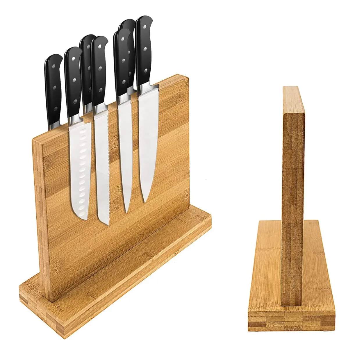 kitchen butcher natural bamboo case messerblock knife storage organizer magnet knife block holder stand knives rack