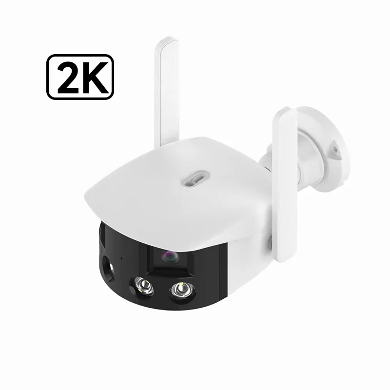 Icsee 2K 4MP HD Full Color Day & Night IR Night Vision Dual Lens Binocular CCTV Security Camera With 180 degree Super Wide Angle