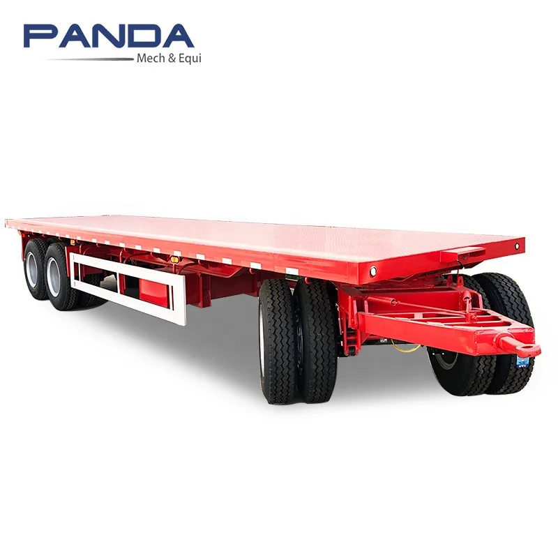 Towing Dolly Container Steel Panda Truck Trailers Platform Flatbed Full Semi Trailer 3 Axle 20ft Semi-trailer Mechanical / Air