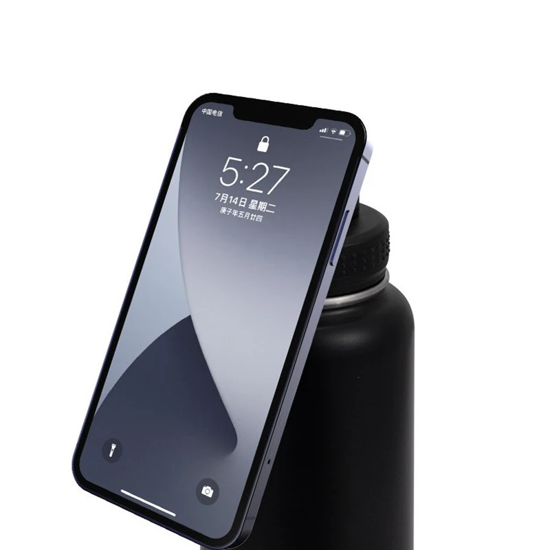 New Arrival Magnetic Lid Mobile Phone Holder 32oz Stainless Steel Water Bottle Drinkware With Straw Gifts Promotion