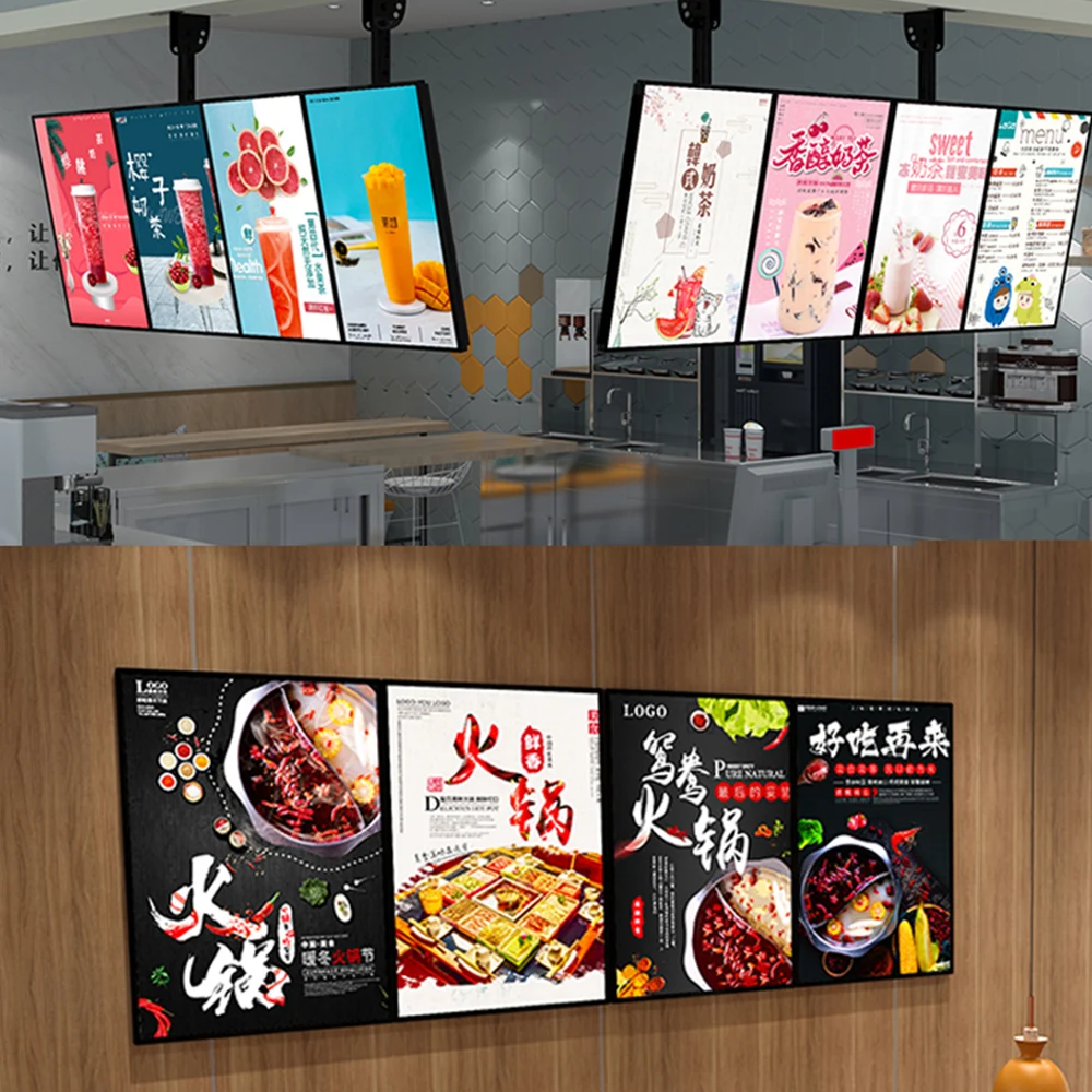  Magnetic absorption ultra-thin TV light box billboard hanging wall milk tea shop menu ordering price list display