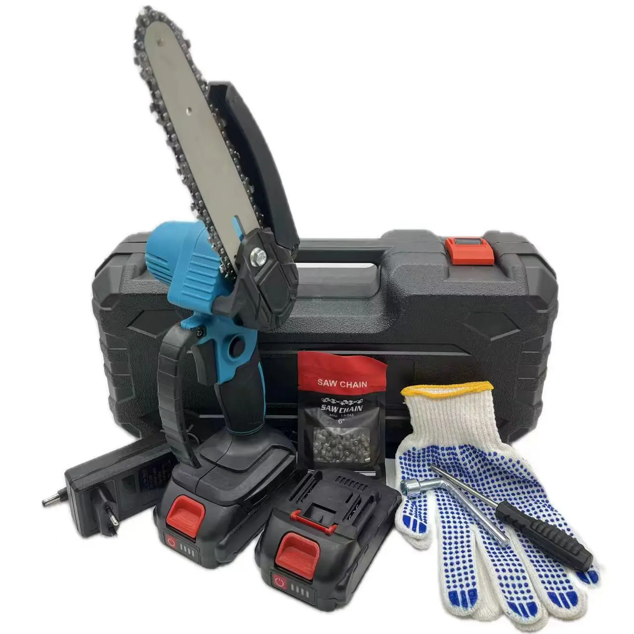 Portable Electric Chain Saw Switch Tree Branch Wood Cutting Cordless Chainsaws with Lithium Battery