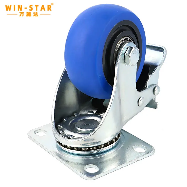 WINSTAR Heavy Duty Casters Industrial Wheels Bule Rubber Caster Wheels
