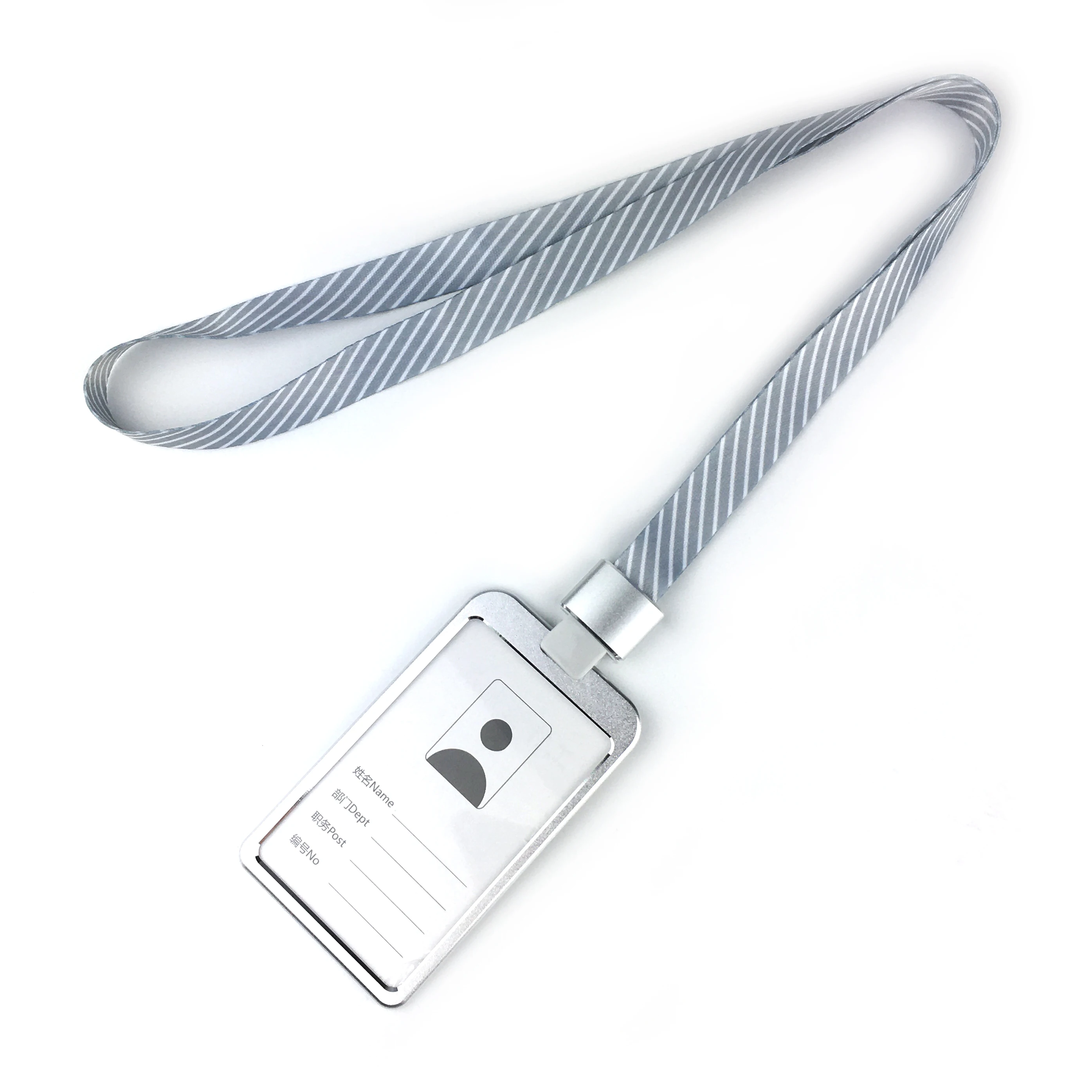 Держатель для удостоверения личности из алюминиевого сплава значки и держатель именных знаков с вертикальным шнурком полиэстера на заказ